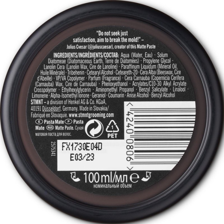 Schwarzkopf STMNT Styling Matte Paste 100 ml