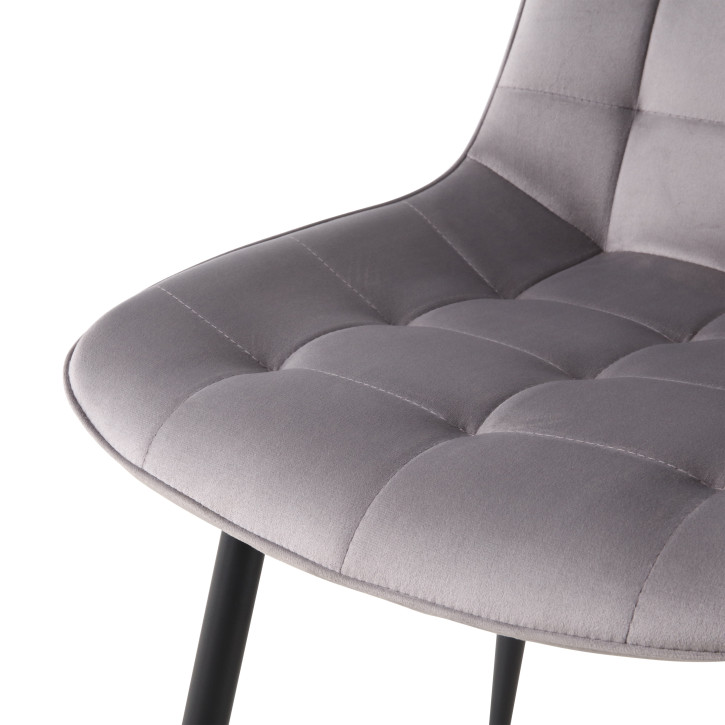 BHS Esszimmerstuhl Serena Polstersessel mit Samtstoff: hellgrau  55x53x88 cm