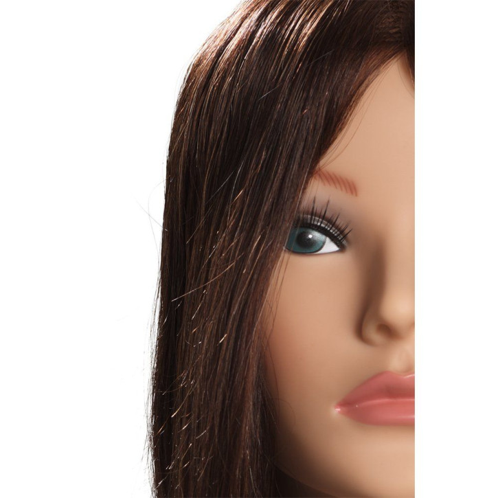 Limage Übungskopf Alice 30cm dunkelblond ind. Echthaar,Wimpern Übungskopf Limage