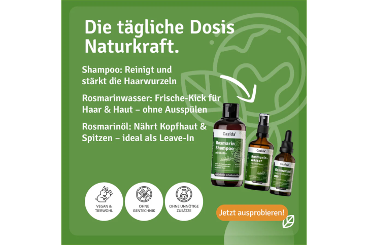 Rosmarin Haarkur mit Rosmarinöl, -Wasser & -Shampoo 1 Set