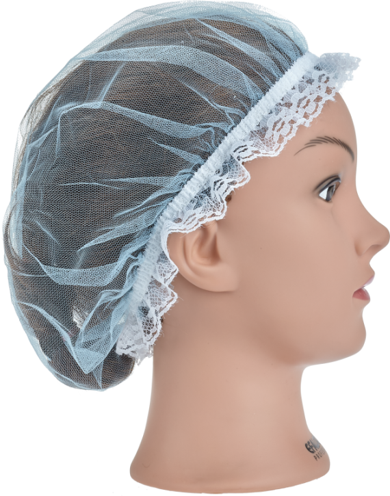 Frisierhaube Spitze hellblau
