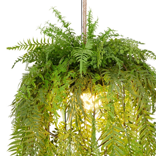 Deko Hängeleuchte Farnmix, ca. 80x40cm, grün, Fassung E27, 1,5m Zuleitung