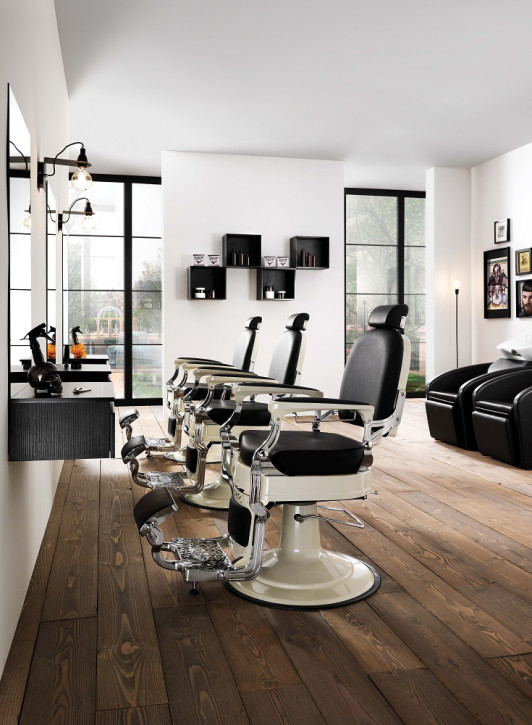 Friseurstuhl Herren Mustang Barbiersessel burgund