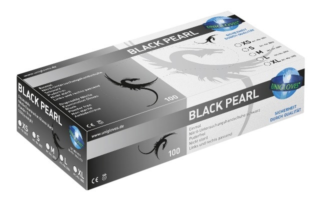 Nitrilhandschuhe Black Pearl M schwarz puderfrei 100er Box
