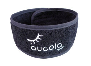 Aucola Haarband 3er-Set schwarz mit weißer Stickerei, 100% Baumwolle