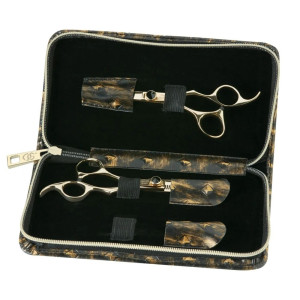 Olivia Garden Haarschneideschere Silkcut 2er Scherenset black/gold 5,75"+ MS 6,0"