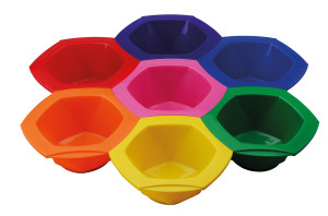 Comair Medium-Färbeschalenset Rainbow, 7-teilig, bunt mit Stecksystem, Antirutsch