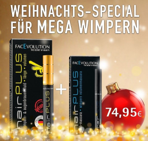Weihnachtsaktion - Hairplus Facevolution Wimpernserum Wachstumsfluid 4,5 ml + GRATIS Facevolution Lash Mascara 6ml