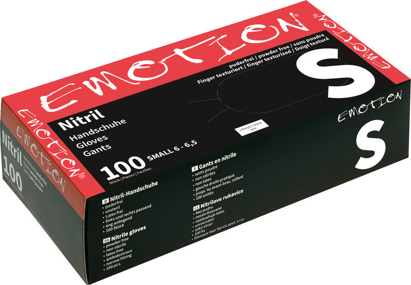 Efalock Emotion Nitril Einweg-Handschuhe puderfrei schwarz S 100Stk.