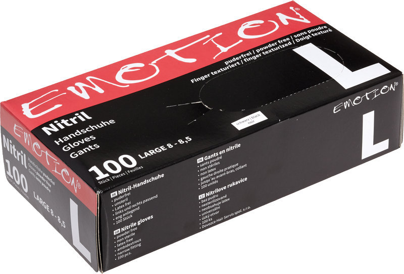 Efalock Emotion Nitril Einweg-Handschuhe puderfrei schwarz L 100Stk.