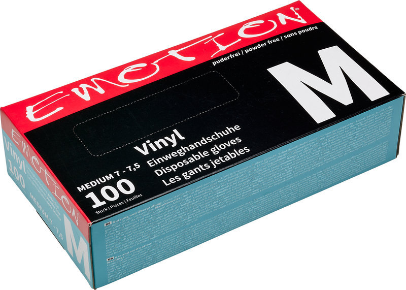Efalock Emotion Vinyl Einweg-Handschuhe puderfrei schwarz M 100Stk.