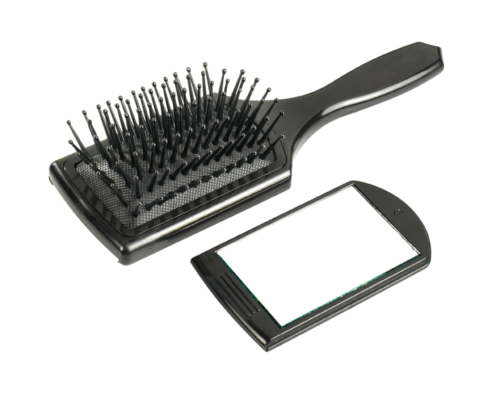 Comair Mini Paddle Brush m. herausziehb. Spiegel, 7-reihig, Nylonstifte