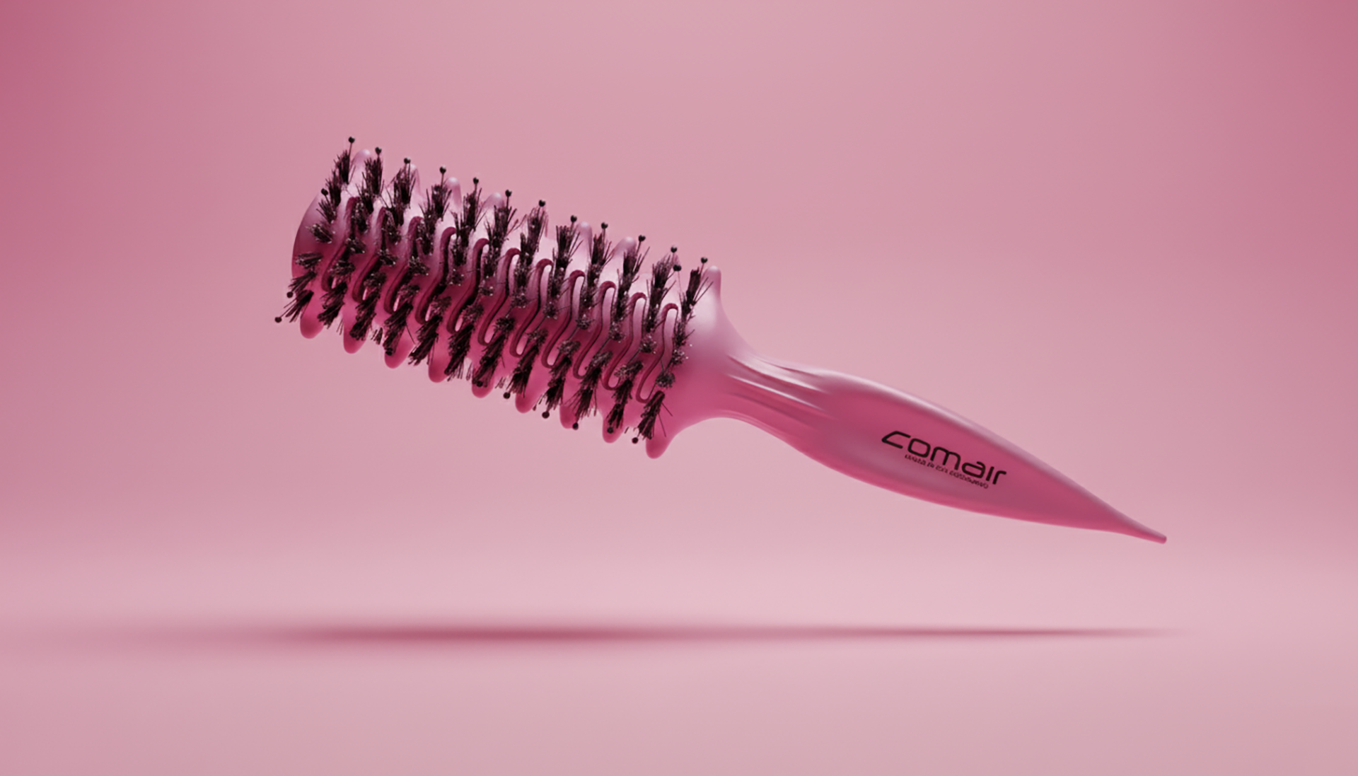 Comair Bouncy Curl, pink, Wildschweinb.& Nylonstiften ,Griff mit Abteilspitze