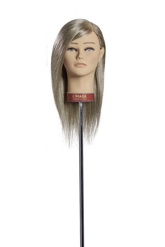 Limage Übungskopf  Granny grau 35 cm  indisches Echthaar