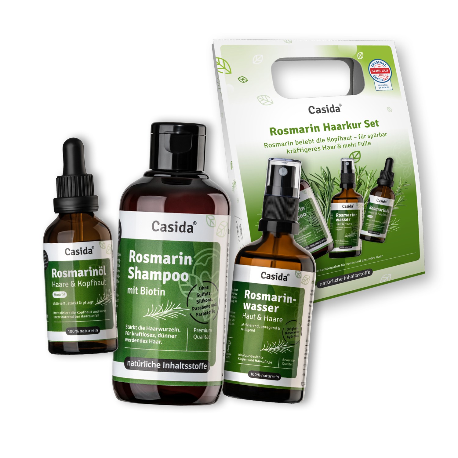 Casida Rosmarin Haarkur mit Rosmarinöl, -Wasser & -Shampoo (1 Set)