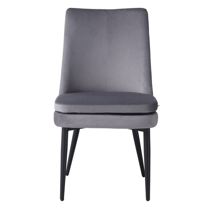 BHS LIVING Esszimmerstuhl, Küchenstuhl, Stuhl für den Wartebereich LIVIA Polstersessel mit hohem Rücken Samtstoff: dunkelgrau 60x47x89 cm