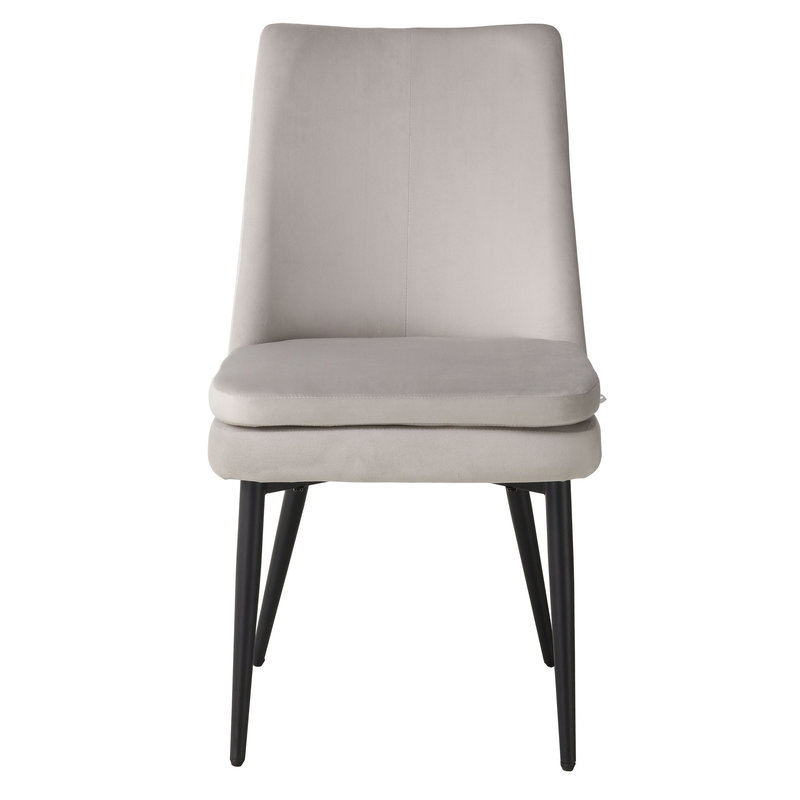 BHS LIVING Esszimmerstuhl, Küchenstuhl, Stuhl für den Wartebereich LIVIA Polstersessel mit hohem Rücken Samtstoff: hellgrau 60x47x89 cm