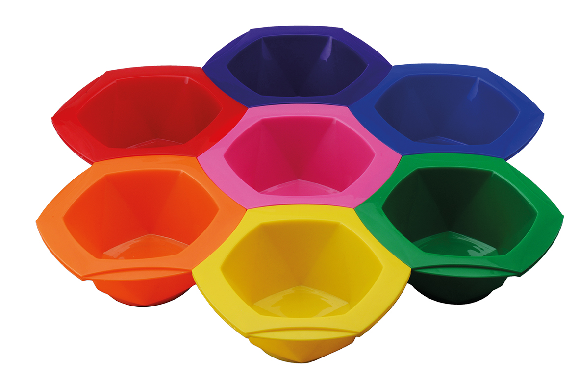 Comair Medium-Färbeschalenset Rainbow, 7-teilig, bunt mit Stecksystem, Antirutsch