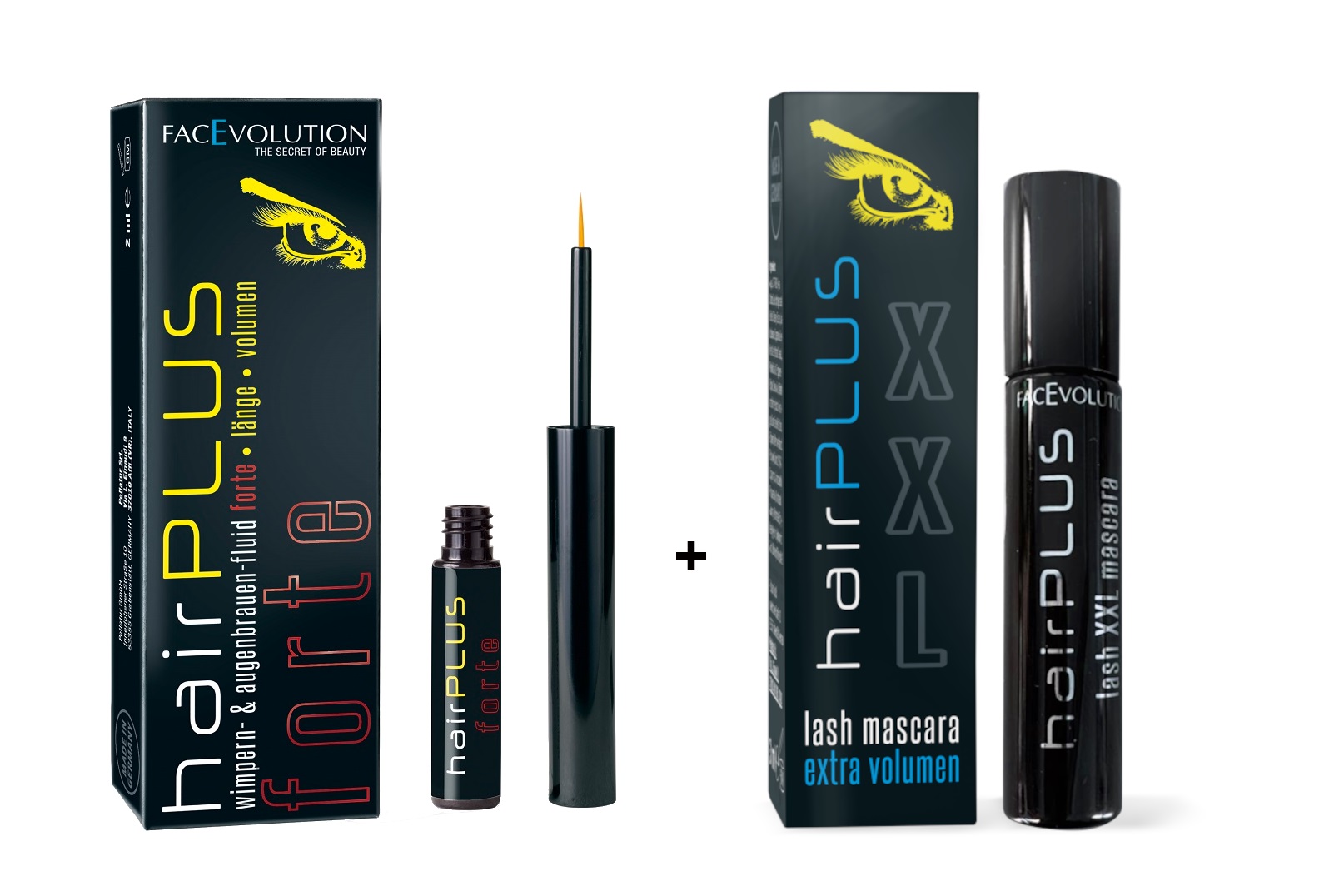 Hairplus Facevolution Forte Wimpernserum und Augenbrauenserum 2 ml + XXL Lash Mascara extra Volumen 3 ml